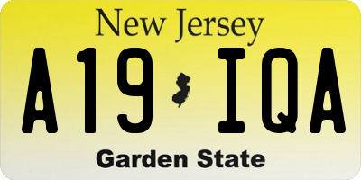 NJ license plate A19IQA