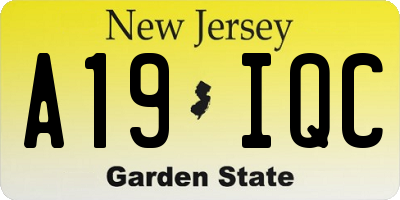 NJ license plate A19IQC