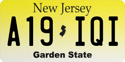 NJ license plate A19IQI