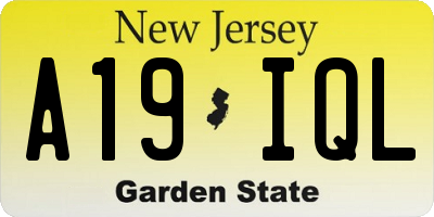 NJ license plate A19IQL