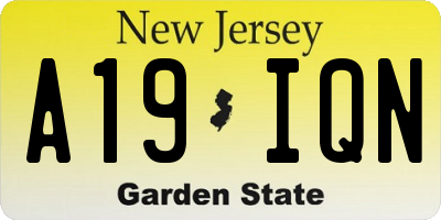 NJ license plate A19IQN