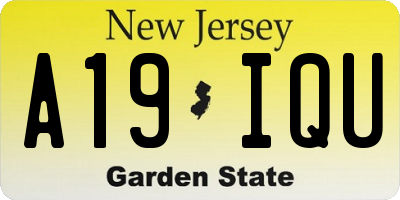 NJ license plate A19IQU