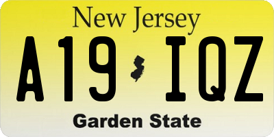 NJ license plate A19IQZ
