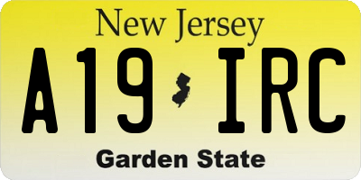 NJ license plate A19IRC
