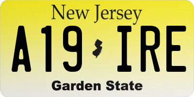NJ license plate A19IRE