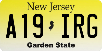 NJ license plate A19IRG