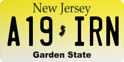 NJ license plate A19IRN
