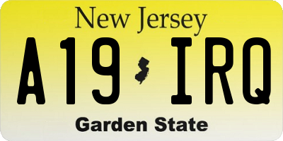 NJ license plate A19IRQ