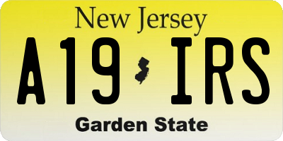 NJ license plate A19IRS