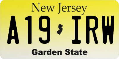 NJ license plate A19IRW