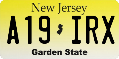 NJ license plate A19IRX