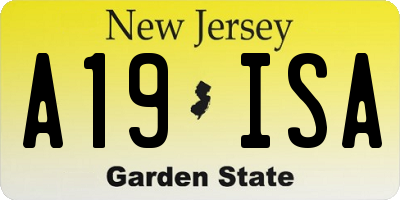 NJ license plate A19ISA