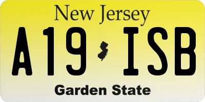 NJ license plate A19ISB