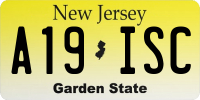 NJ license plate A19ISC