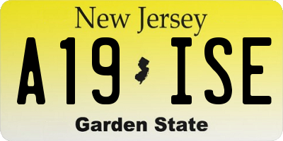 NJ license plate A19ISE