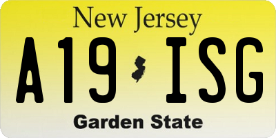 NJ license plate A19ISG