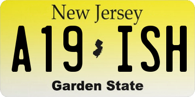 NJ license plate A19ISH