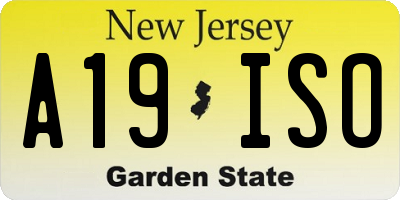 NJ license plate A19ISO