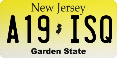 NJ license plate A19ISQ