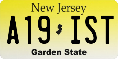 NJ license plate A19IST