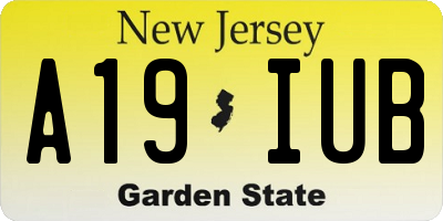 NJ license plate A19IUB