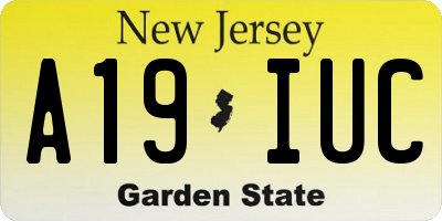NJ license plate A19IUC