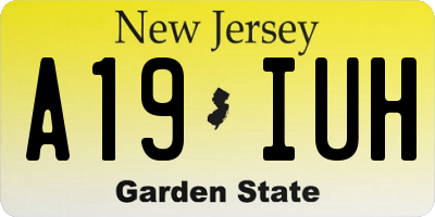 NJ license plate A19IUH