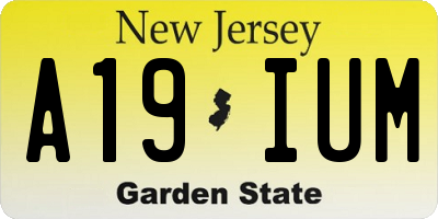 NJ license plate A19IUM
