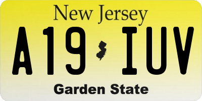 NJ license plate A19IUV