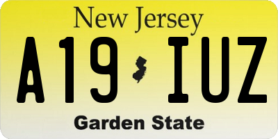 NJ license plate A19IUZ