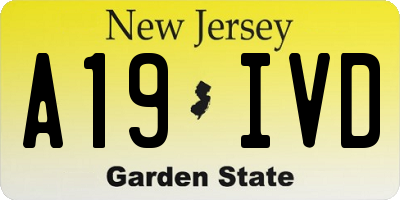 NJ license plate A19IVD