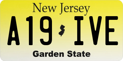 NJ license plate A19IVE