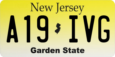 NJ license plate A19IVG