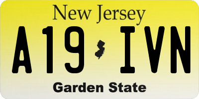 NJ license plate A19IVN