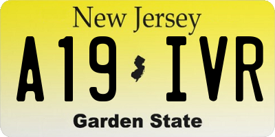NJ license plate A19IVR