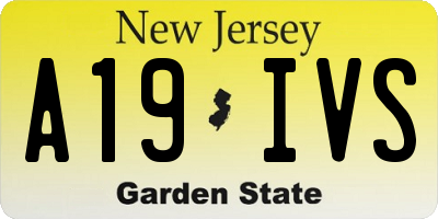 NJ license plate A19IVS