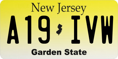 NJ license plate A19IVW