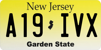 NJ license plate A19IVX