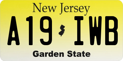 NJ license plate A19IWB