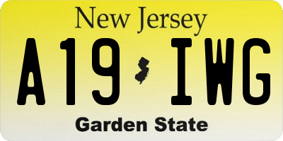 NJ license plate A19IWG