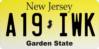 NJ license plate A19IWK