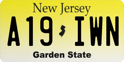 NJ license plate A19IWN