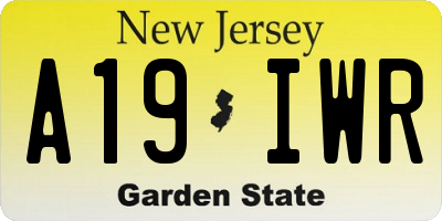 NJ license plate A19IWR