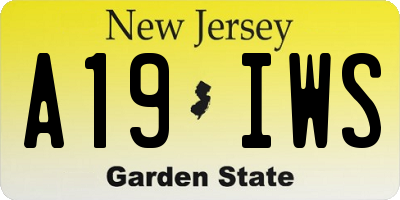 NJ license plate A19IWS