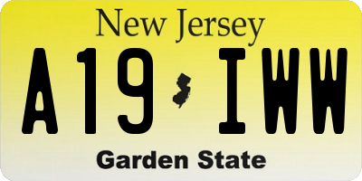 NJ license plate A19IWW