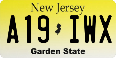 NJ license plate A19IWX