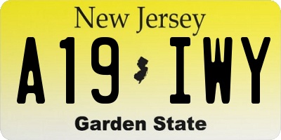 NJ license plate A19IWY
