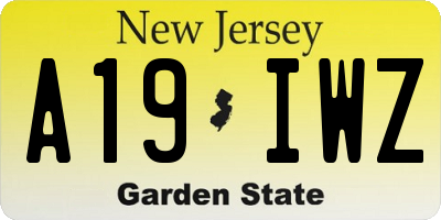 NJ license plate A19IWZ