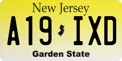 NJ license plate A19IXD