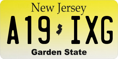 NJ license plate A19IXG
